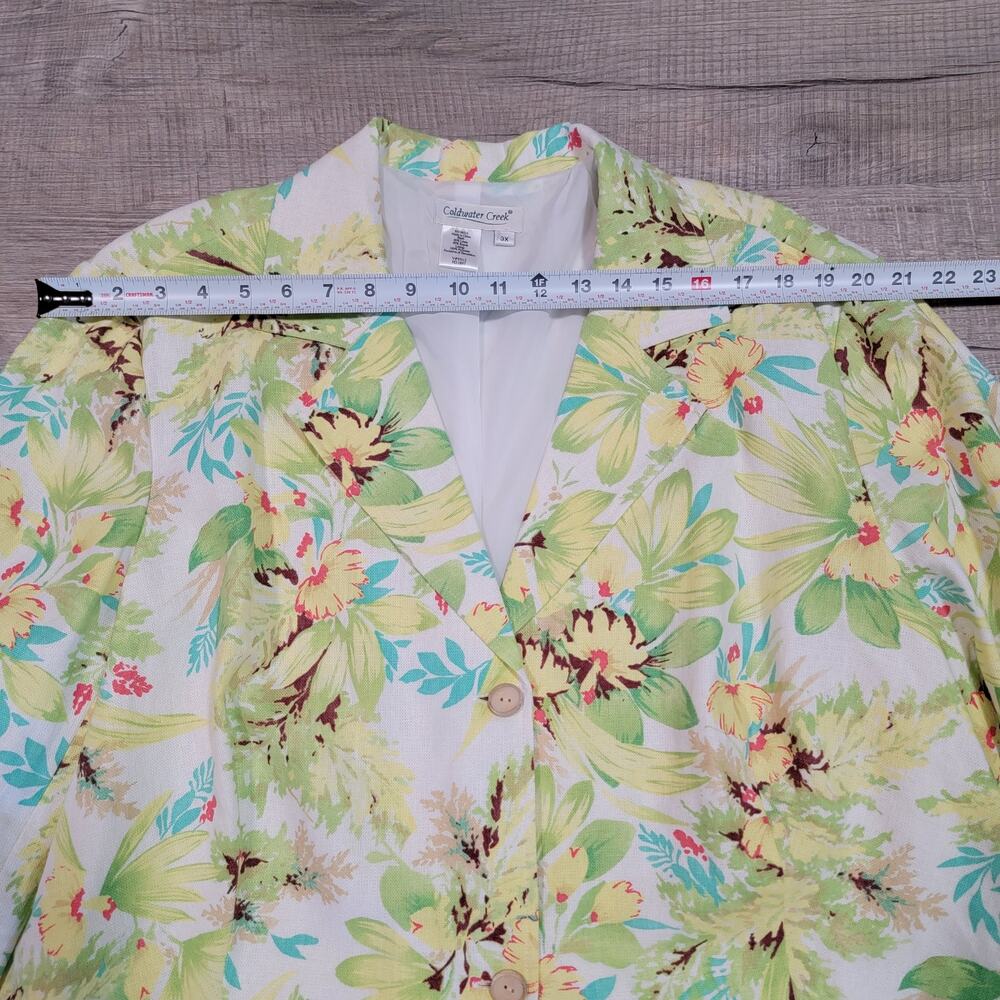 Coldwater Creek Plus Size 3X Linen Blend Floral Blazer Jacket Embroidered - Picture 6 of 8